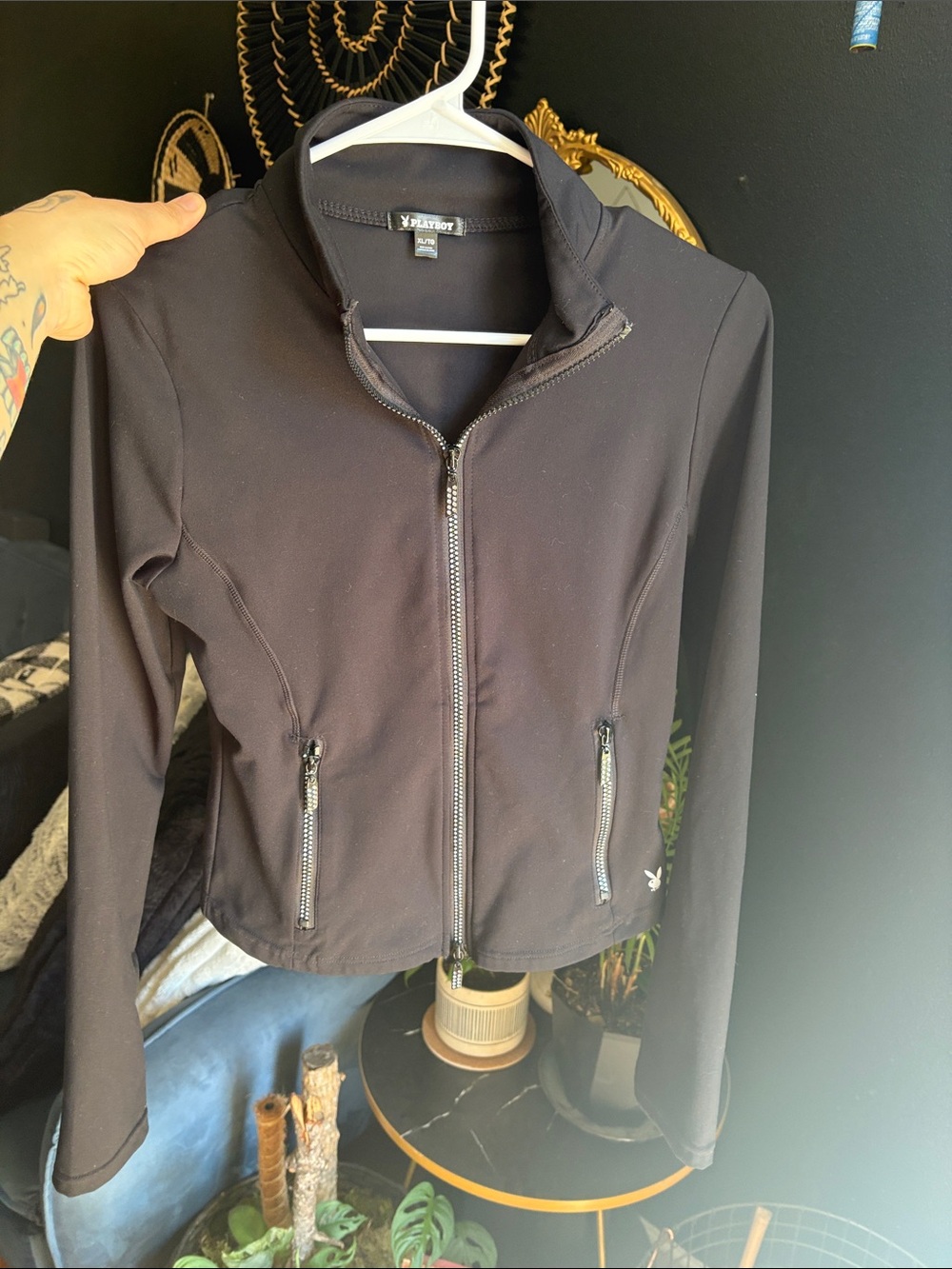 PLAYBOY Black Zip-Front Blazer Jacket